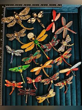 Lot 20 Statement Dragonfly Brooch Pin Insect Damselfly Rhinestone Crystal Mix